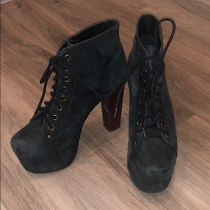 Jeffrey Campbell Distressed Black Lita Booties